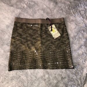 Chelsea & Violet Shimmering Tan Sequin Mini Skirt